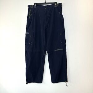 VTG Abercrombie Fitch Pants Mens L Blue Cargo Military Paratrooper Baggy 90s Y2K
